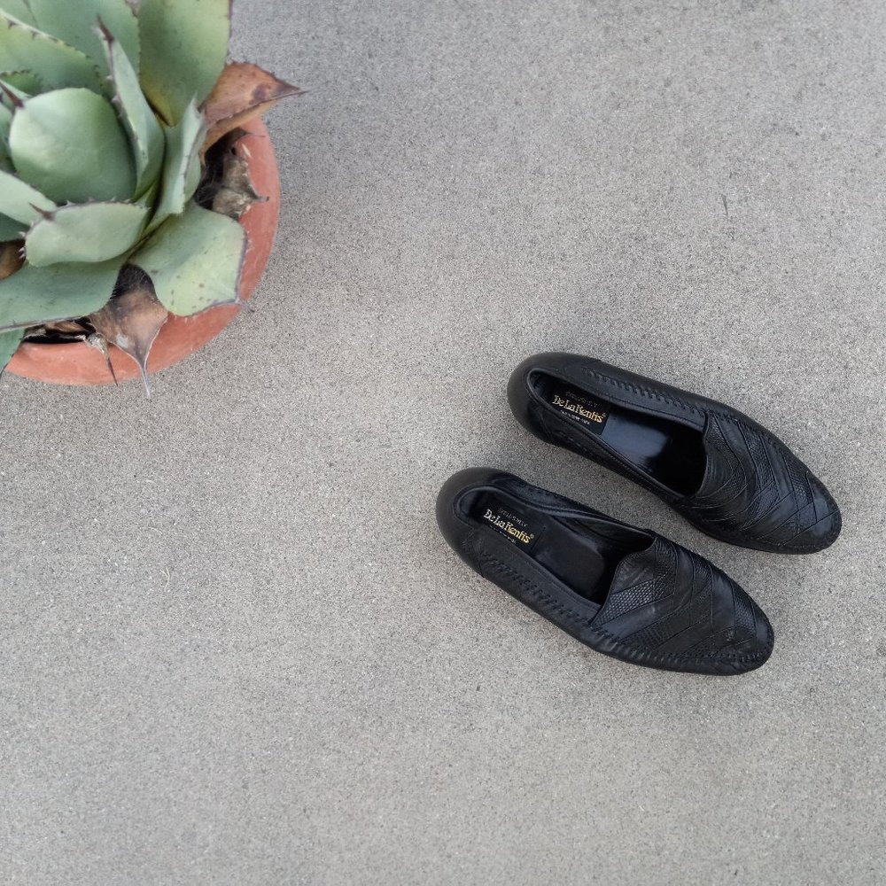 Vintage Leather & Lizard Chevron Loafer/Driving Shoe Size 9